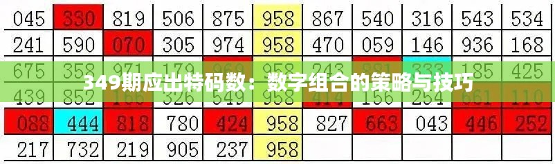 349期应出特码数:数字组合的策略与技巧